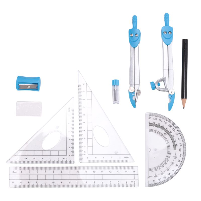 Math Geometry Set With Compass - 고급 기하학 컴퍼스 세트 10개, 학생용
