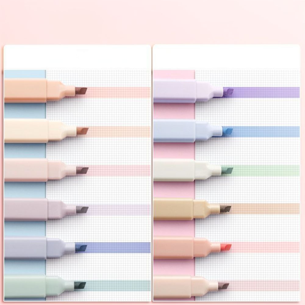 Pastel Highlighter Set Double Ended - 심플하고 아름다운 파스텔 색상의 형광펜 세트.